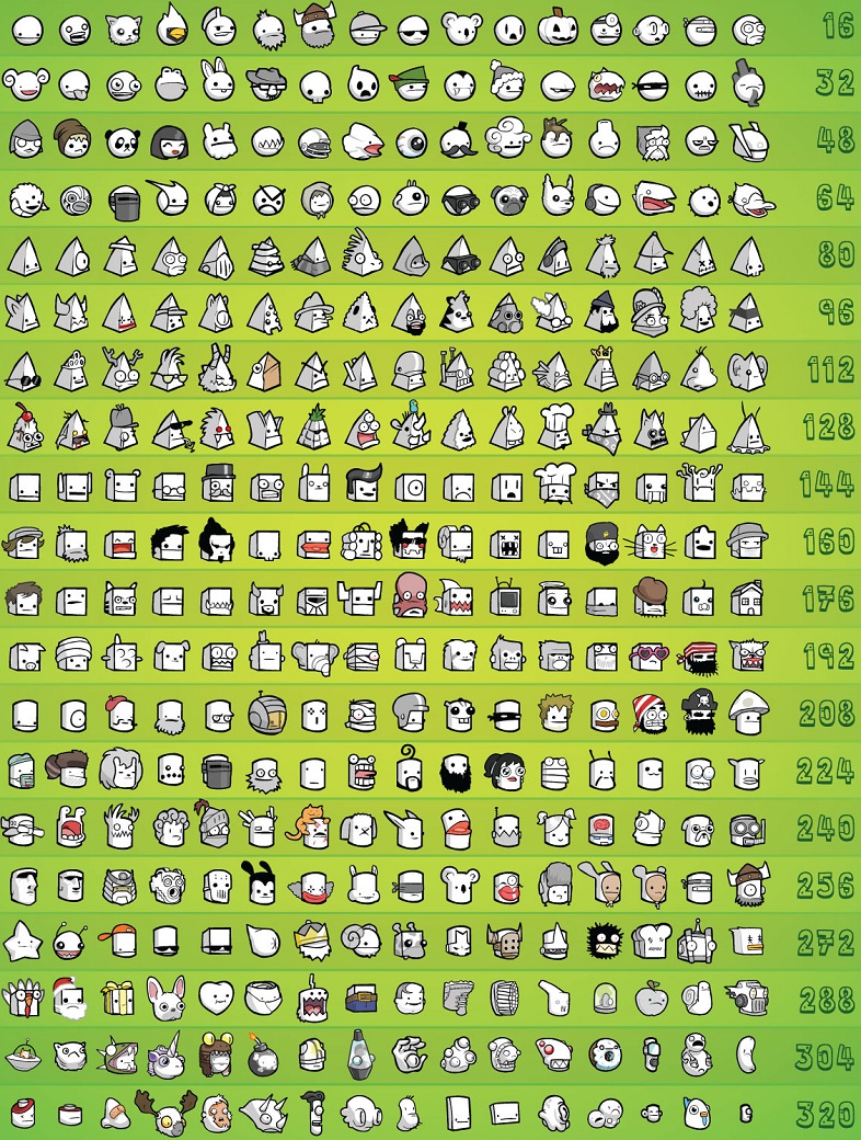 320 different character faces